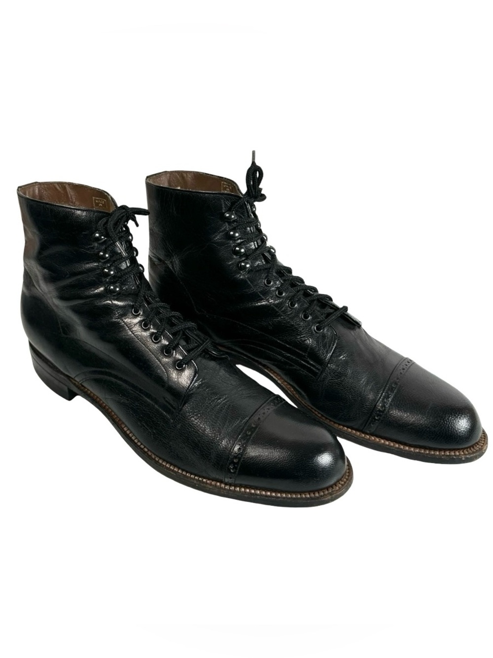Stacy Adams Class Black All Leather Cap Toe Lace Up Dress Shoe Boots Men's 11.5
